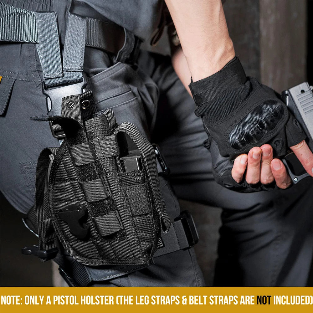 Tactical Pistol Holster Adjustable Right Hand Pistol Holster with Magazine Pouch