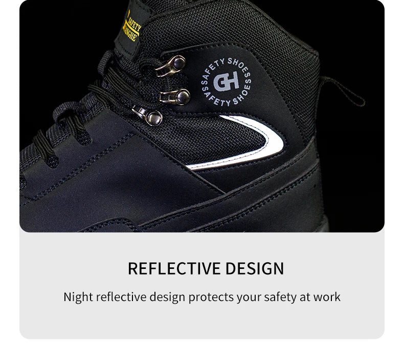 Men Steel Toe Work Shoes Anti-smash Anti-puncture