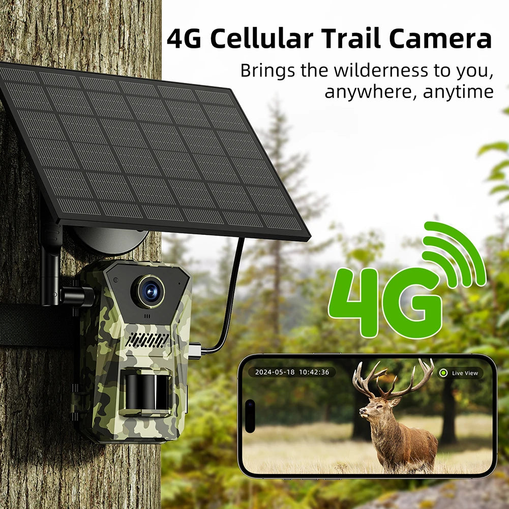 Solar Powered Infrared Outdoor Trail Camera Waterproof Game Wildlife Cam Live Video Game Camera for Outdoor Monitoring