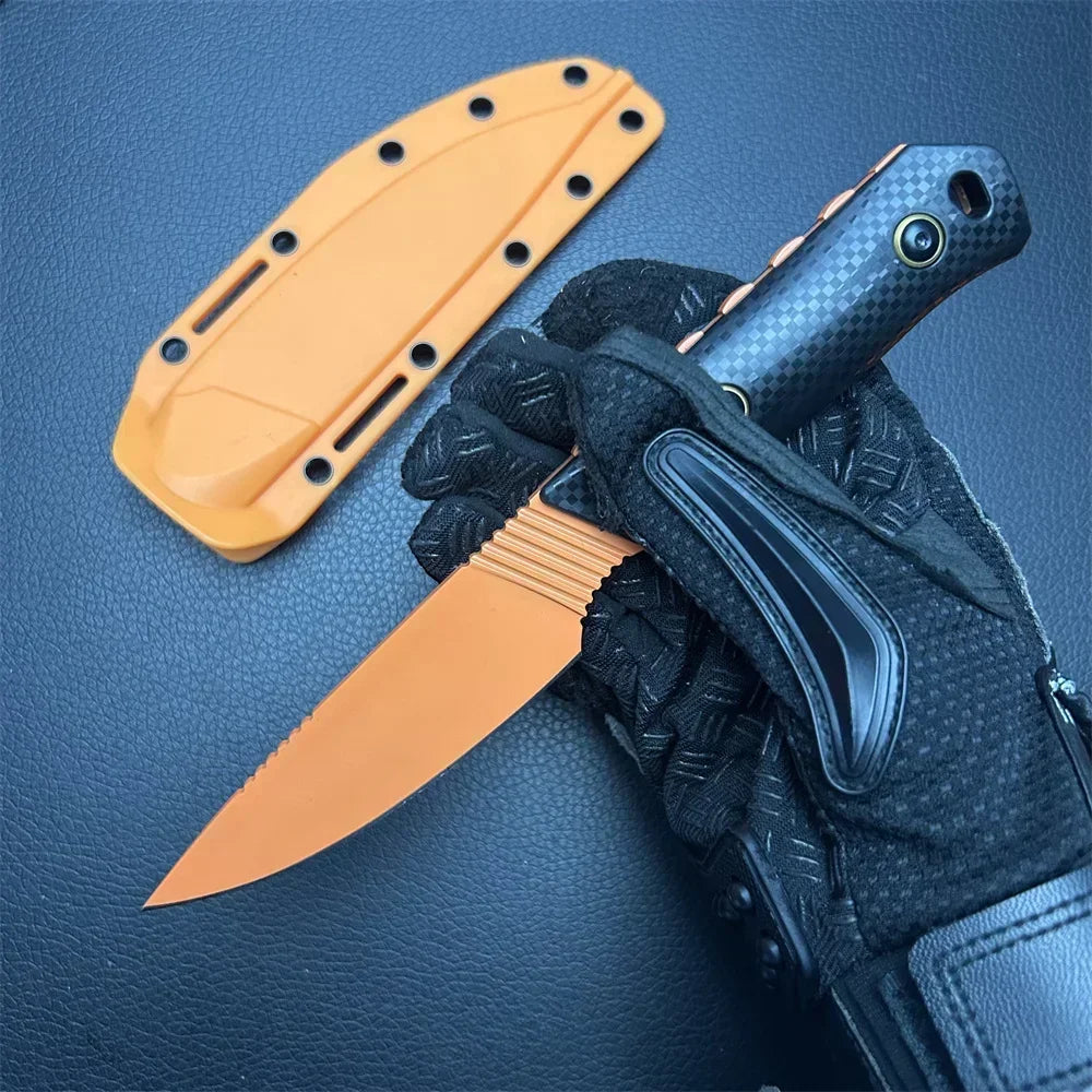 Orange Fixed Blade Knife D2  Blade S