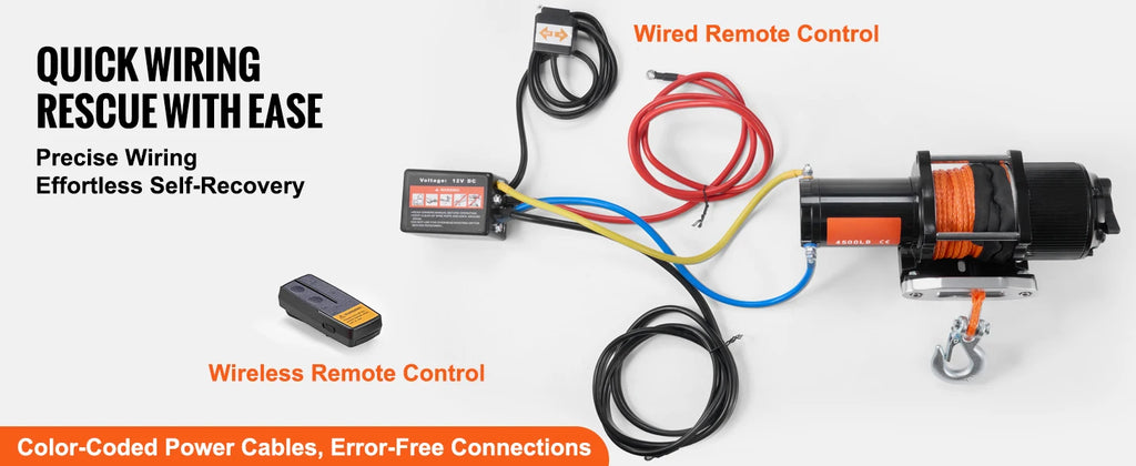 4500lbs ATV/UTV Electric Winch 12V with 39ft Synthetic Rope Wireless & Wired Remote Control