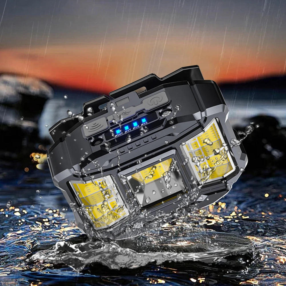 LED Outdoor Head Lamp USB Charging Head Mounted Flashlight