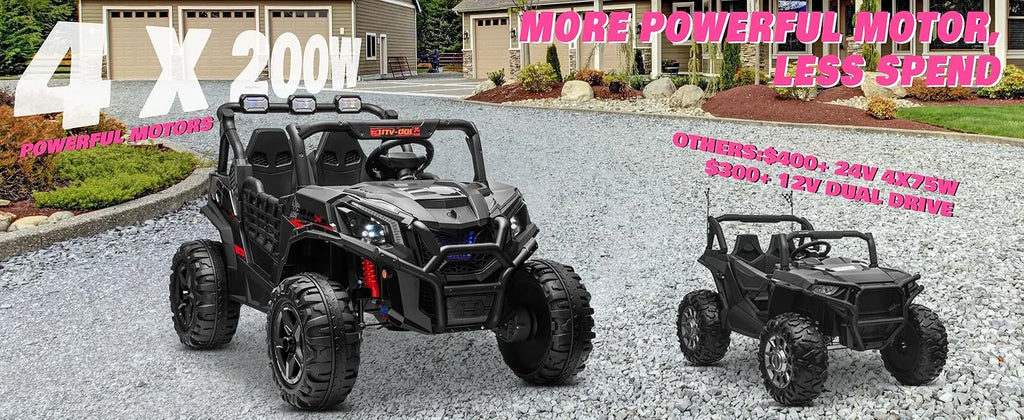 24V XL 2 Seater Ride on Toys Car, 2WD/4WD Switchable Off-Road  Battery Power, 3-Speed Remote Control