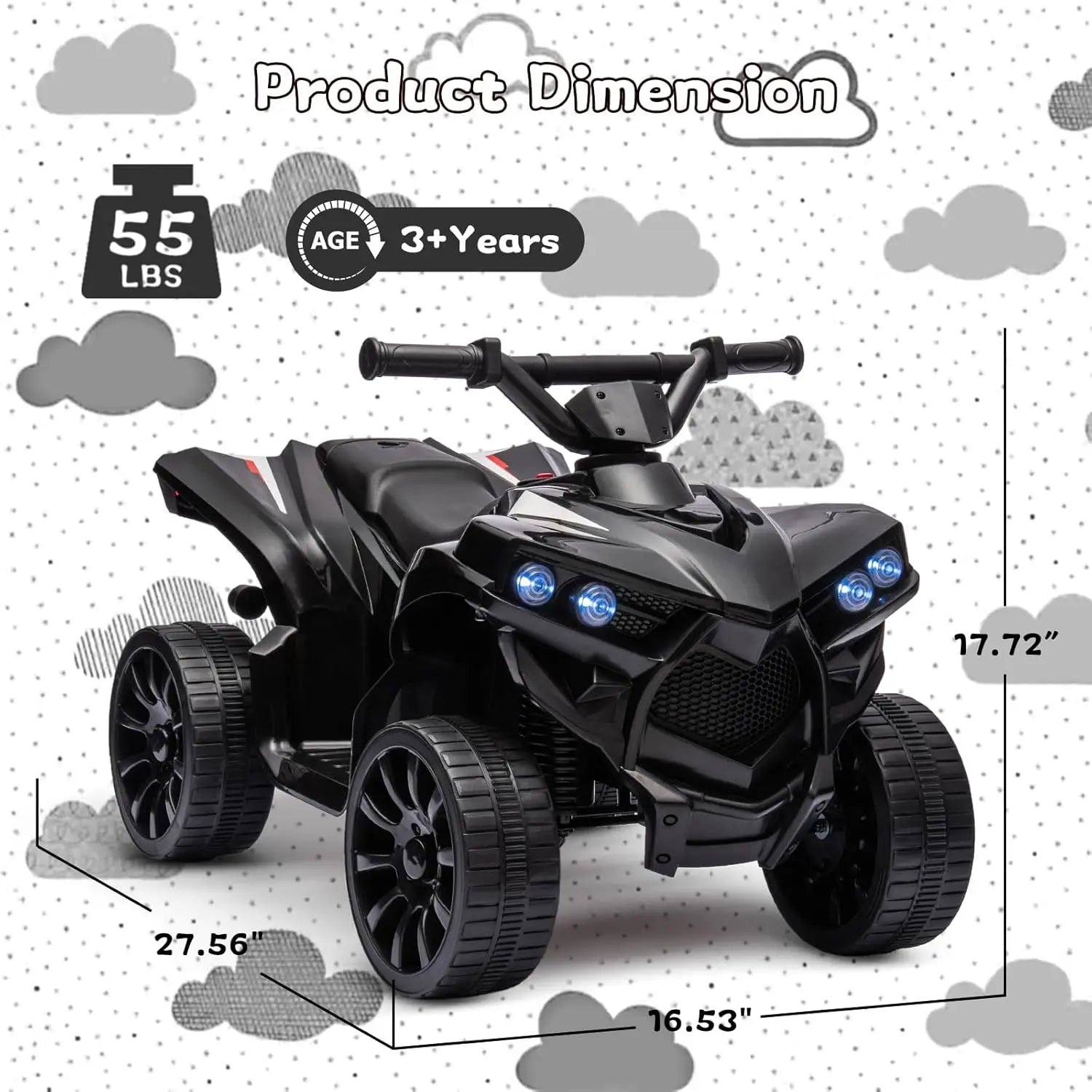 6V Ride on Toy, Kids ATV 4 Wheeler with 1.8MPH Max Speed, Music & Foot Pedal