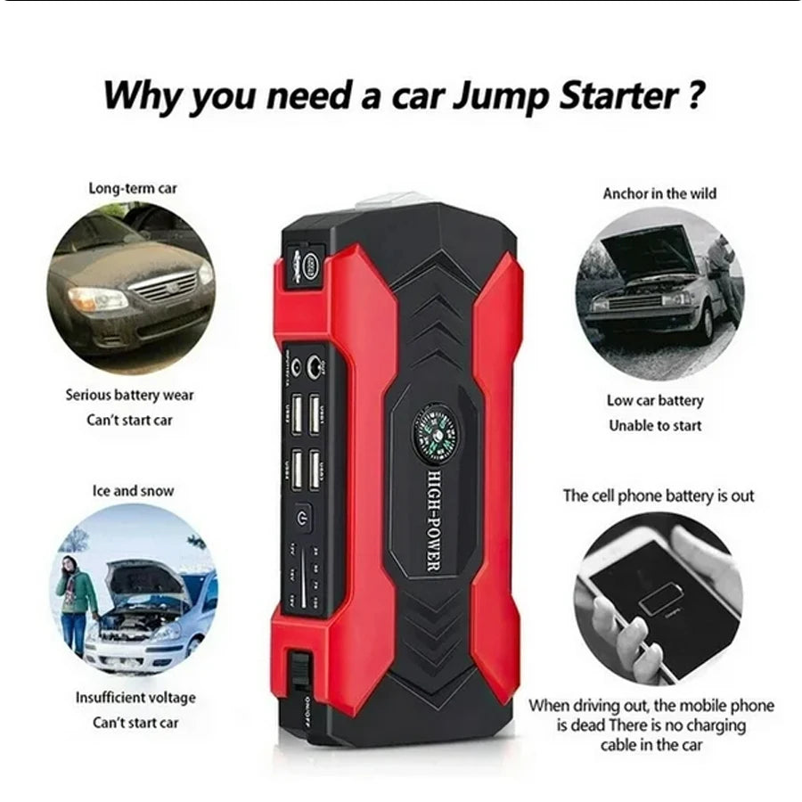 12V Car Jump Starter, LED Flashlight Portable Battery Jump Box