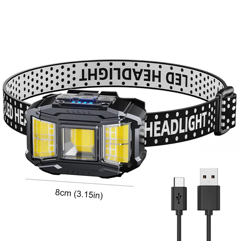 LED Outdoor Head Lamp USB Charging Head Mounted Flashlight