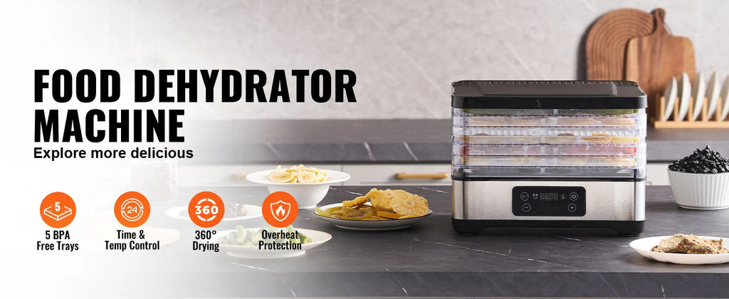 5 Tray Food Dehydrator Machine 300W Stainless Steel Electric Food Dryer