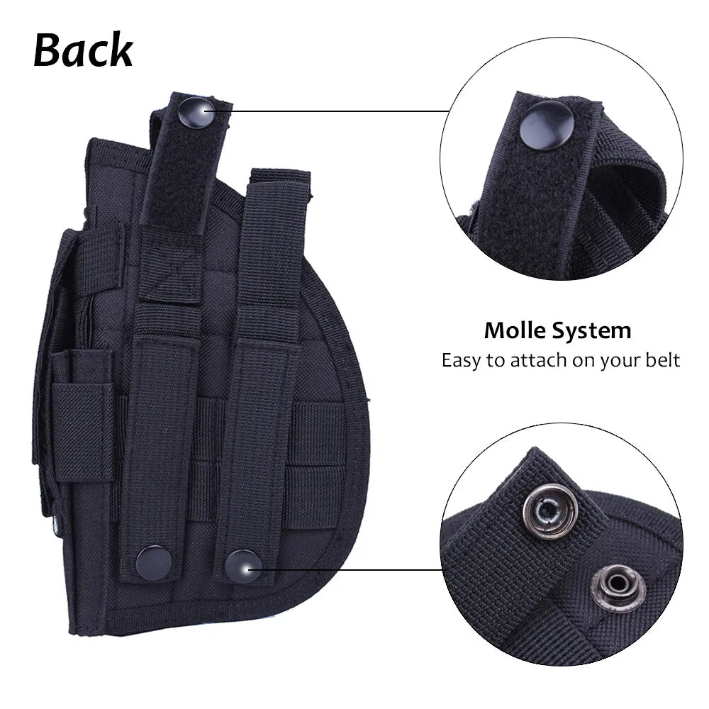 Tactical Pistol Holster Adjustable Right Hand Pistol Holster with Magazine Pouch