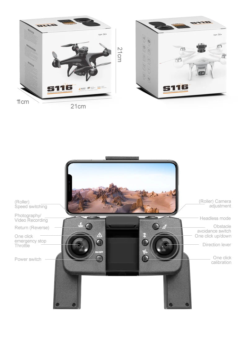 Drone  with 3 Batteries 8K Dual Camera Optical Flow Brushless 360°