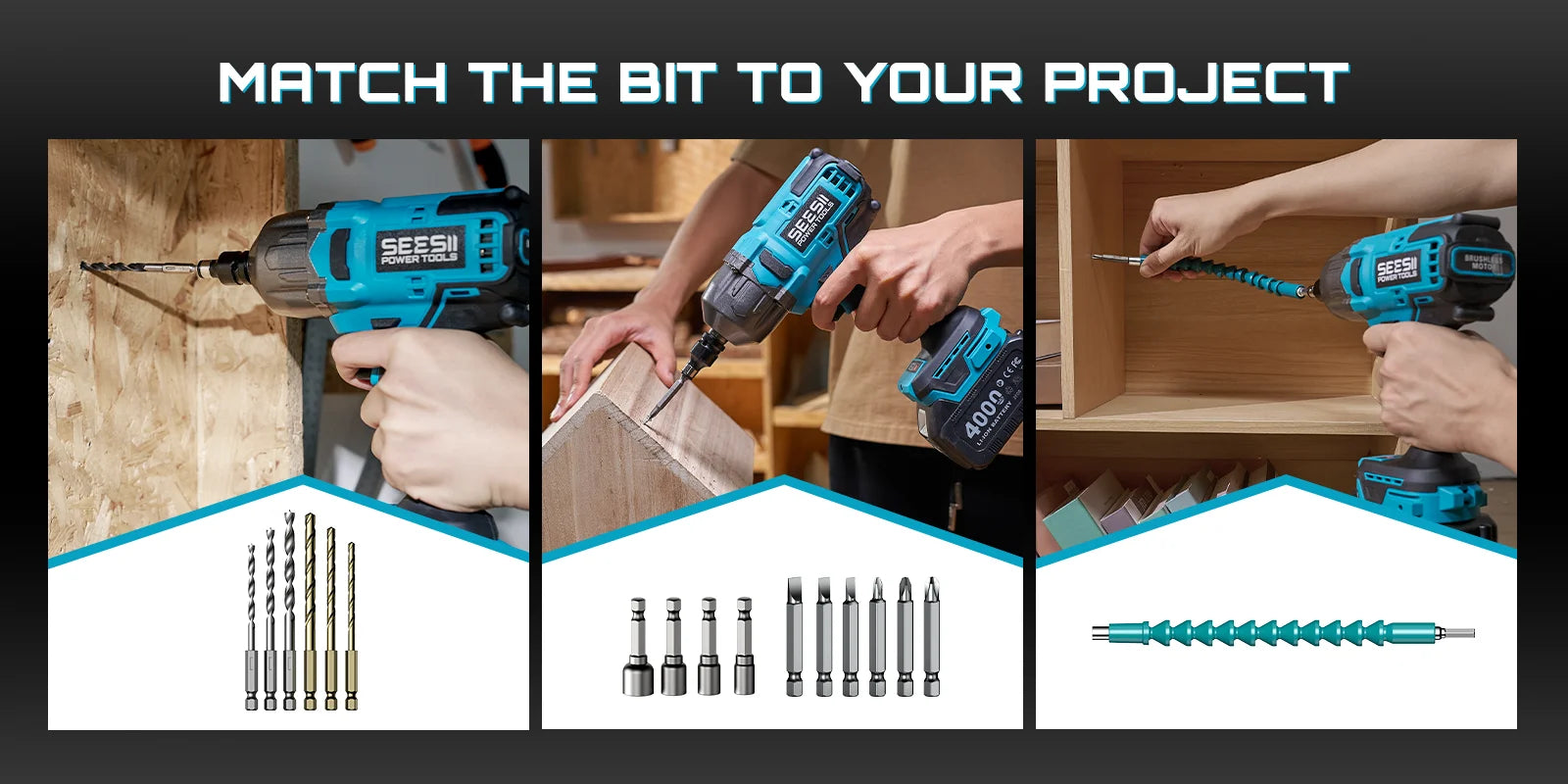 1300N.m Cordless Impact Wrench Brushless Motor 3-in-1 Electric Impact