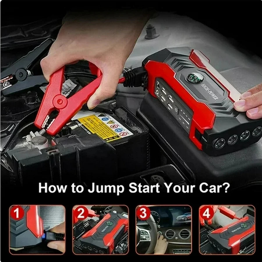 12V Car Jump Starter, LED Flashlight Portable Battery Jump Box