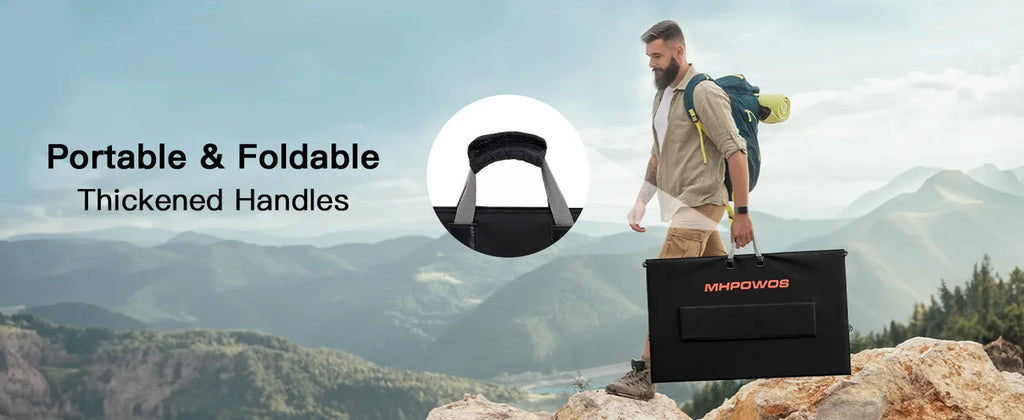 MHPOWOS 400W Portable Solar Panel, Lightweight Foldable Solar Panels with an Adjustable Kickstand, IP67 Waterproof Solar Charger