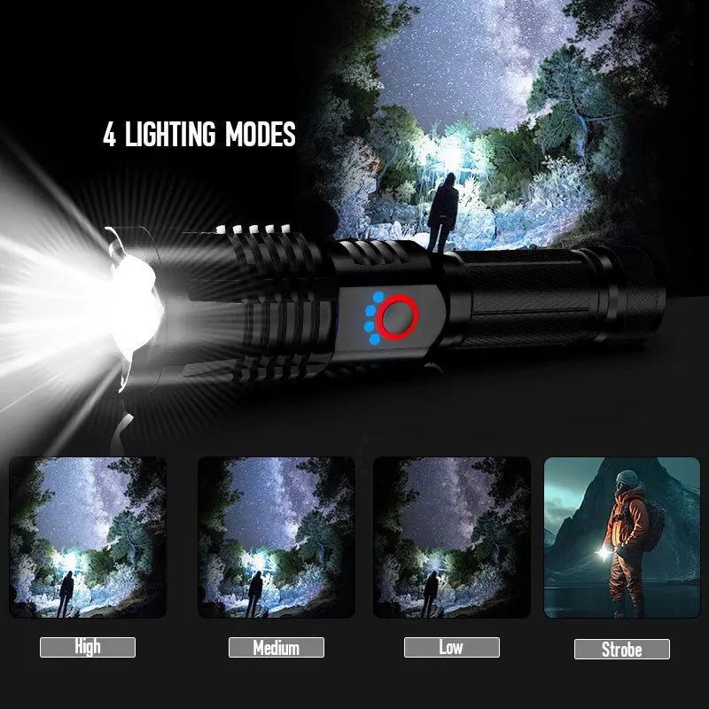 Rechargeable Flashlight Lumens, Super Bright LED Flashlights with 4 Modes, H