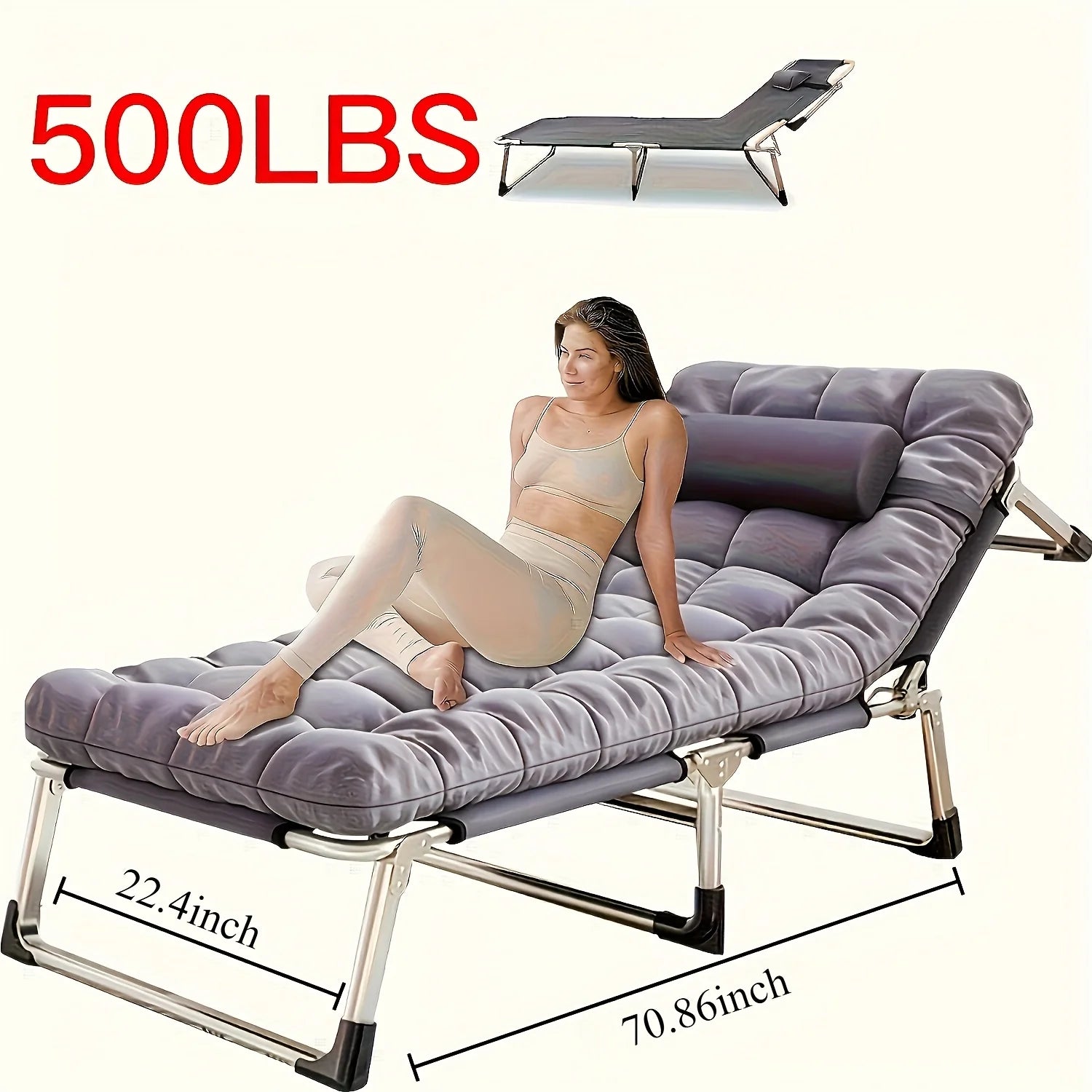 8ft/10ft /600 lbs Heavy Duty Folding Bed, Camping Bed