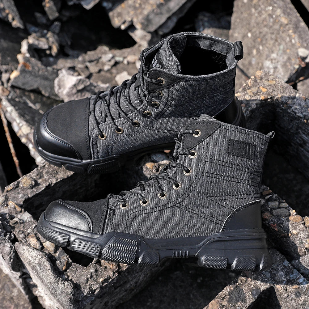 Canvas Light Breathable Work Steel Toe Shoes