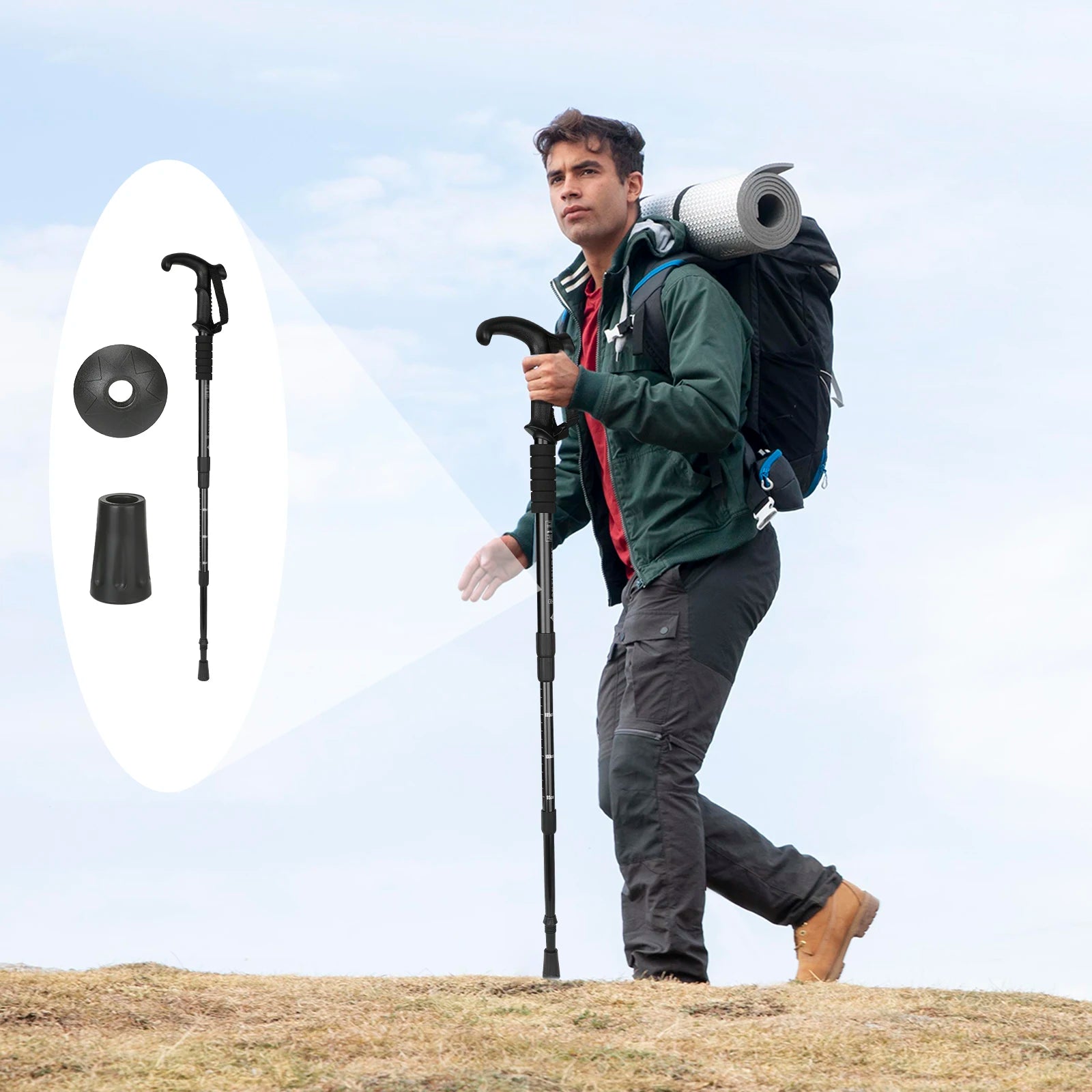 54-110cm Hiking Sticks Trekking Poles Mountaineering Telescopic Walking Stick