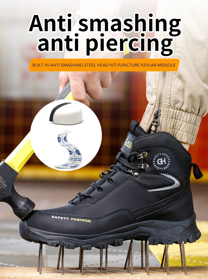Men Steel Toe Work Shoes Anti-smash Anti-puncture