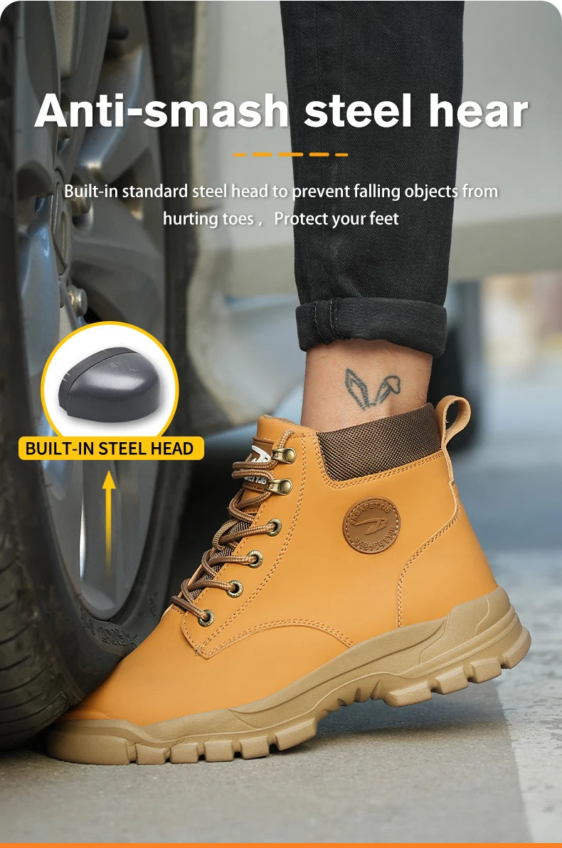 High-top PU anti-smash anti-puncture breathable safety boots