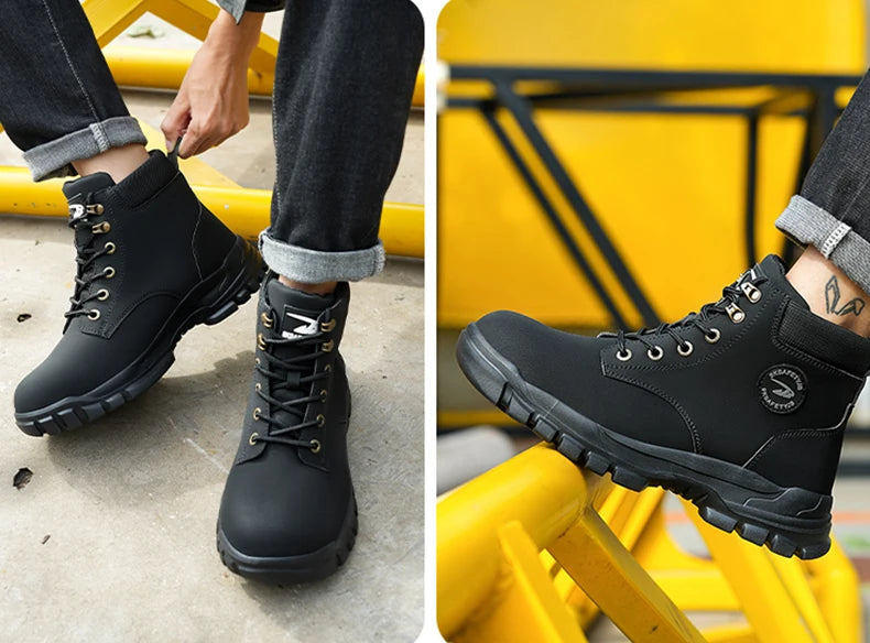 High-top PU anti-smash anti-puncture breathable safety boots