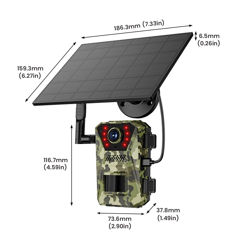 Solar Powered Infrared Outdoor Trail Camera Waterproof Game Wildlife Cam Live Video Game Camera for Outdoor Monitoring