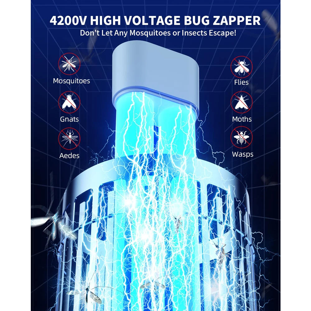 Bug Zapper Outdoor Mosquito Zapper with Dual LED Light 4200V Fly Zapper 15W Electric