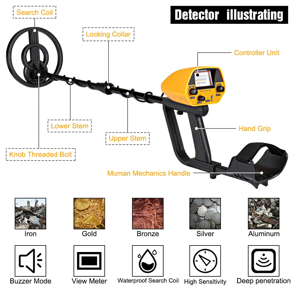 MD-5090 High Sensitivity Metal Detector Underground Portable Gold Detector Underwater Metal Finder Length Adjustable Tools