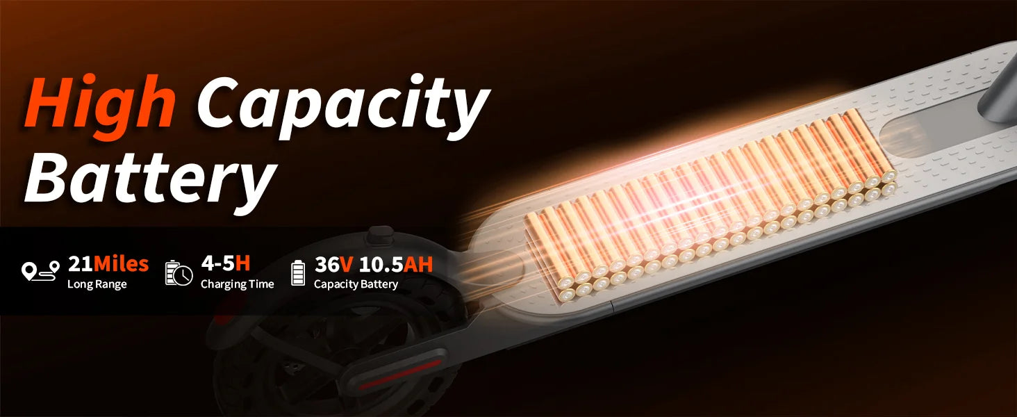 350W Electric Scooter 10.5Ah 19mph Max Speed 21miles Max Range Foldable E-Scooter for Adult