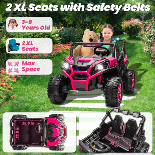 24V XL 2 Seater Ride on Toys Car, 2WD/4WD Switchable Off-Road  Battery Power, 3-Speed Remote Control