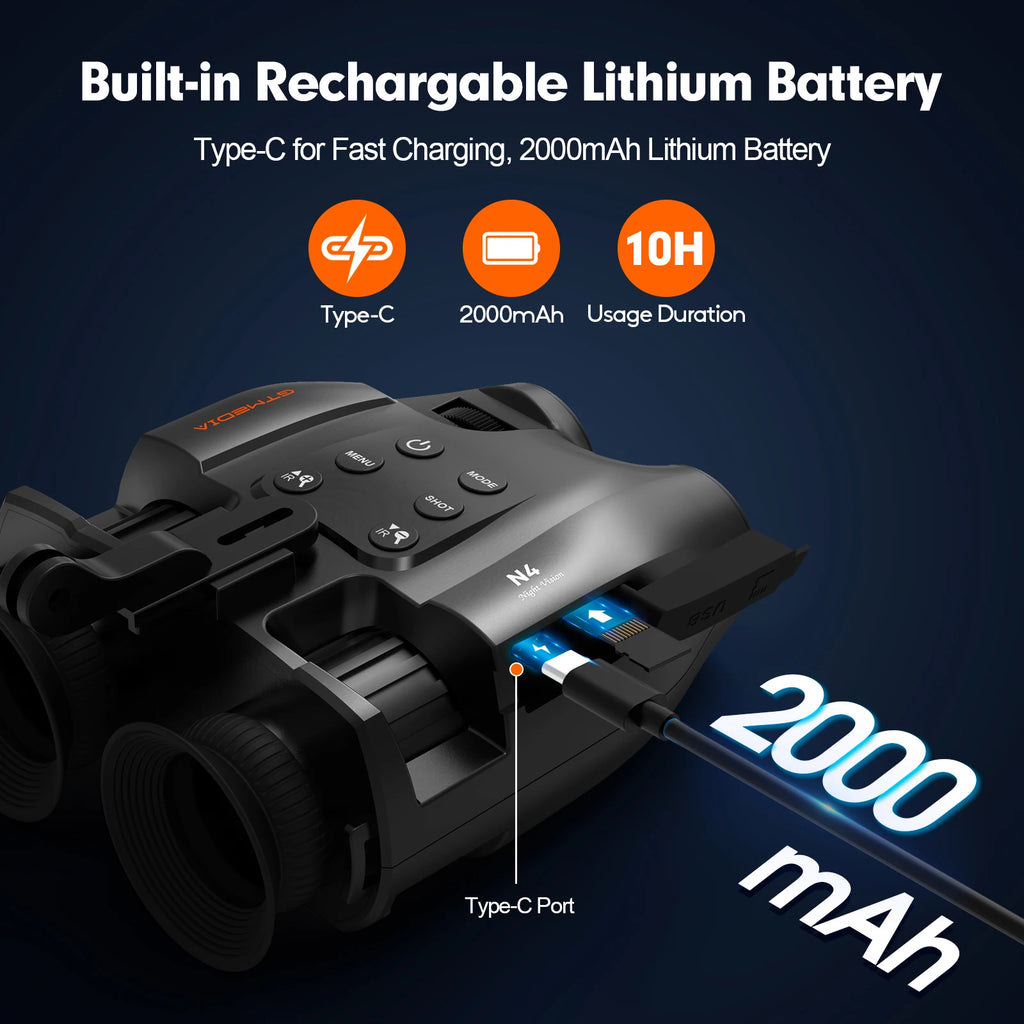 Night Vision Binoculars Featuring Adjustable Brightness 5x Zoom And 1080p