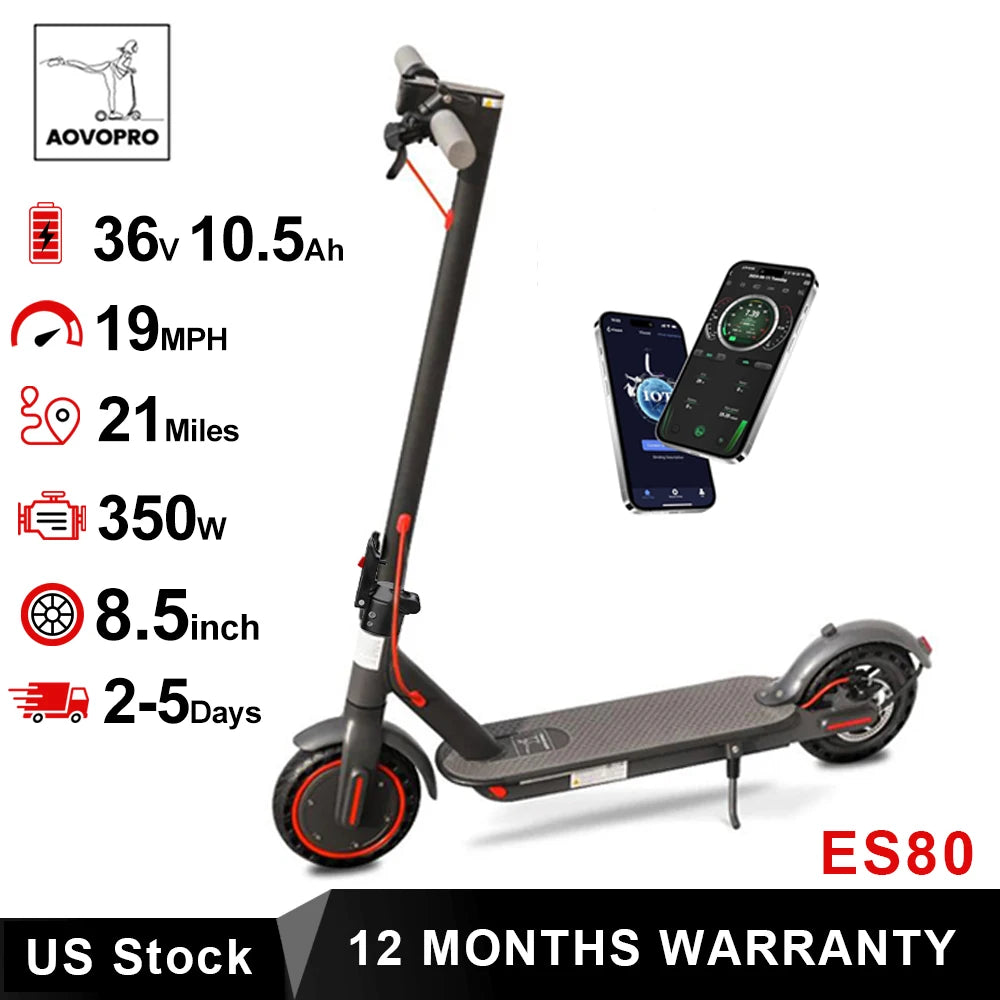 350W Electric Scooter 10.5Ah 19mph Max Speed 21miles Max Range Foldable E-Scooter for Adult