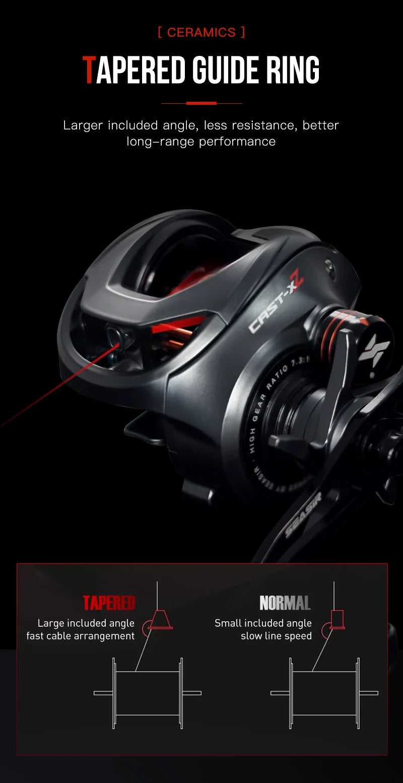 Baitcasting Reel 7.3:1 Hybrid Ceramic Bearing Carbon Fiber Washer Dual Bearing
