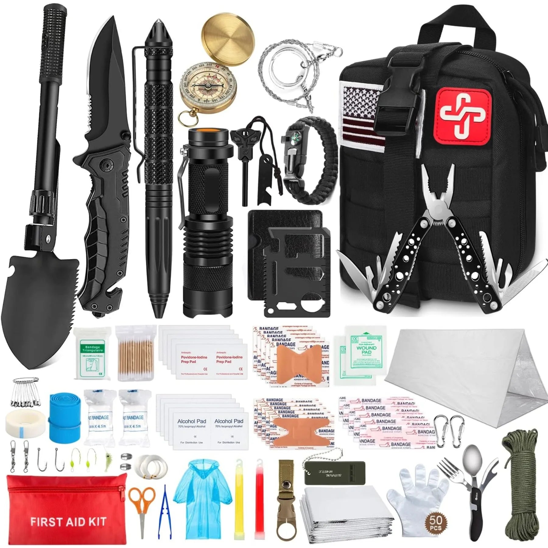 238Pcs Emergency Survival Kit, Professional Survival Gear Tool
