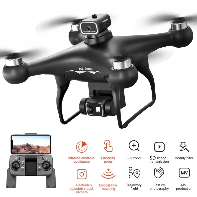 Drone  with 3 Batteries 8K Dual Camera Optical Flow Brushless 360°
