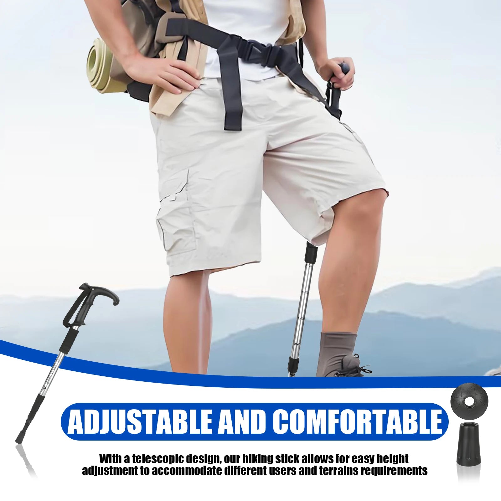 54-110cm Hiking Sticks Trekking Poles Mountaineering Telescopic Walking Stick