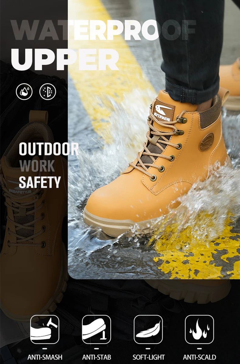 High-top PU anti-smash anti-puncture breathable safety boots