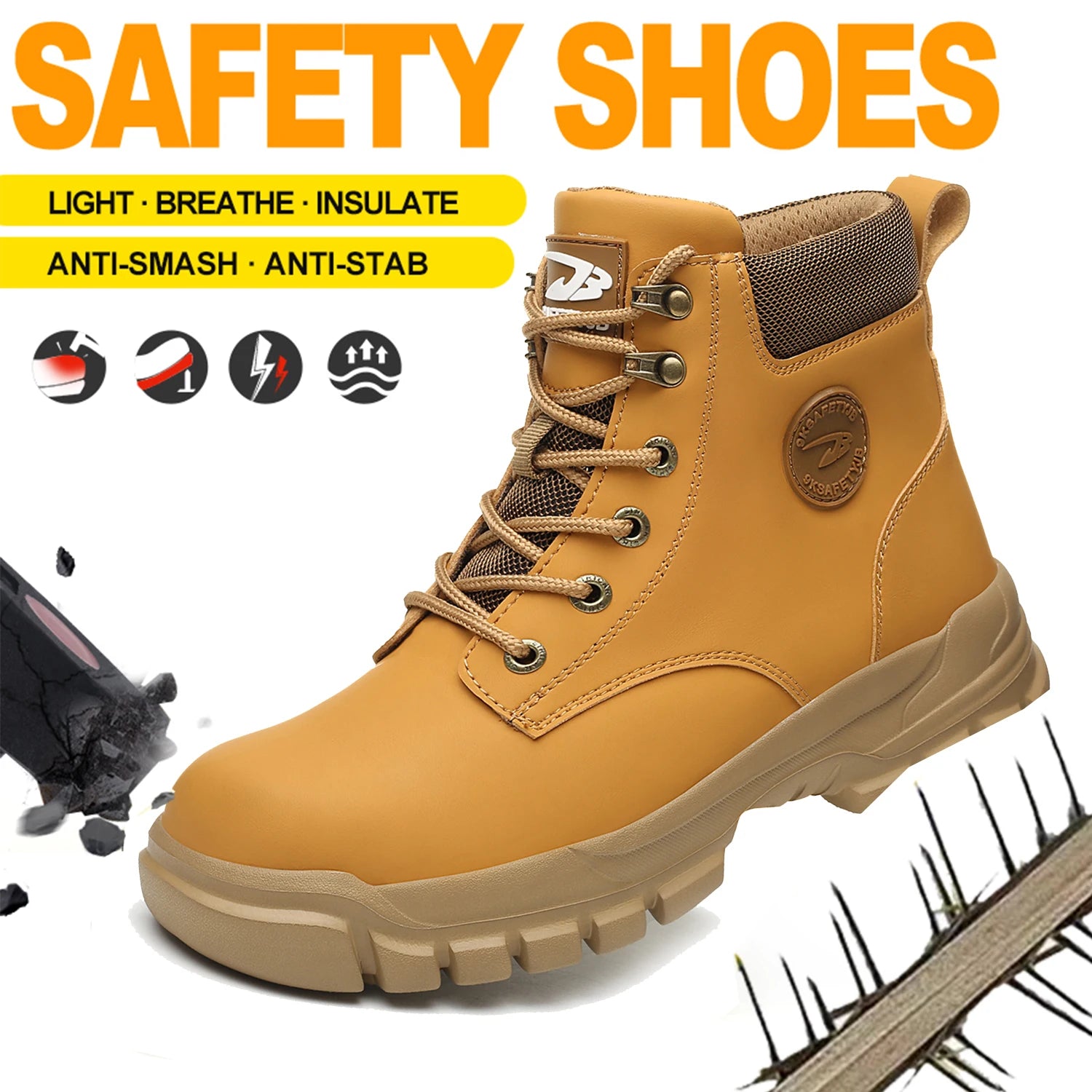 High-top PU anti-smash anti-puncture breathable safety boots