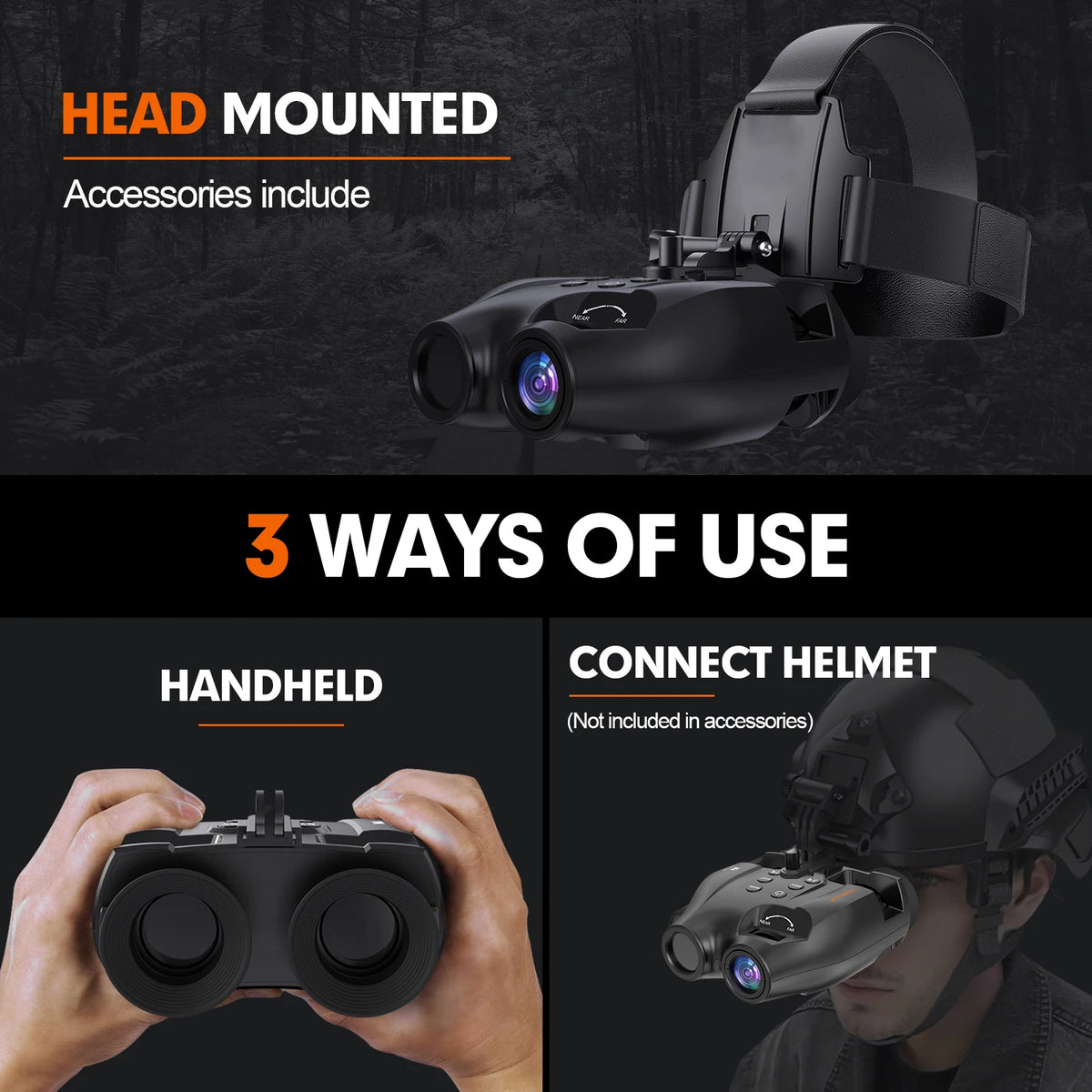 Night Vision Binoculars Featuring Adjustable Brightness 5x Zoom And 1080p