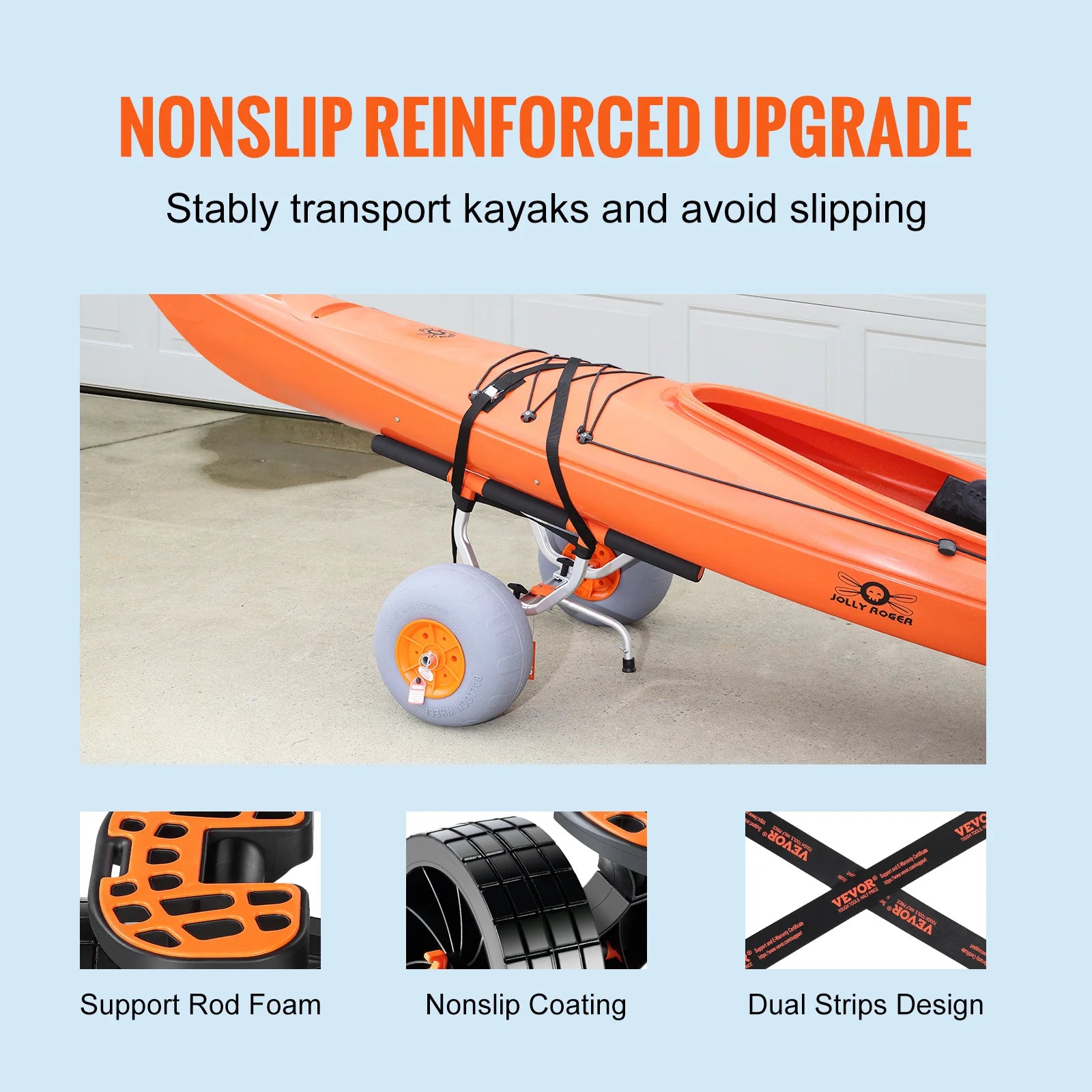 350lbs Kayak Trailer Cart Foldable Canoe, Kayak Trolley Cart with 12'' Tires