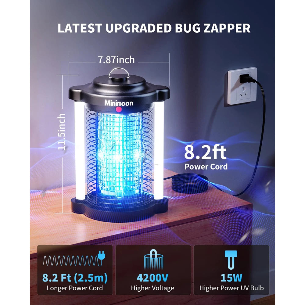 Bug Zapper Outdoor Mosquito Zapper with Dual LED Light 4200V Fly Zapper 15W Electric