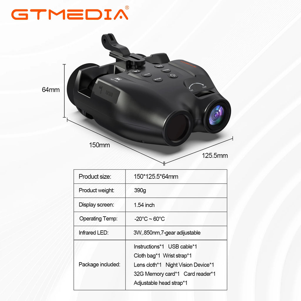 Night Vision Binoculars Featuring Adjustable Brightness 5x Zoom And 1080p