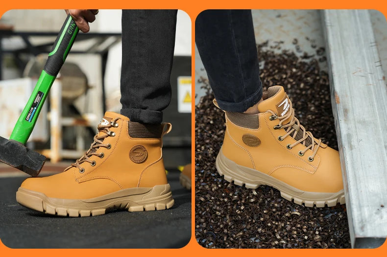 High-top PU anti-smash anti-puncture breathable safety boots