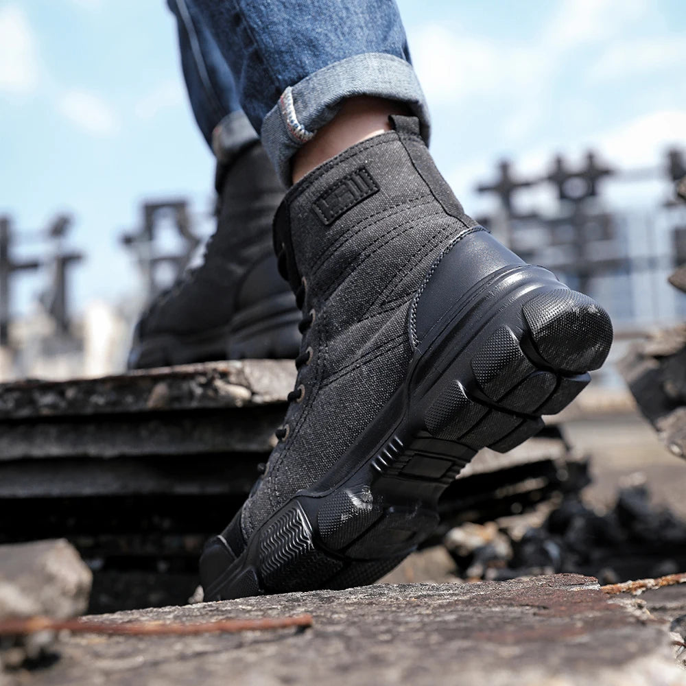 Canvas Light Breathable Work Steel Toe Shoes