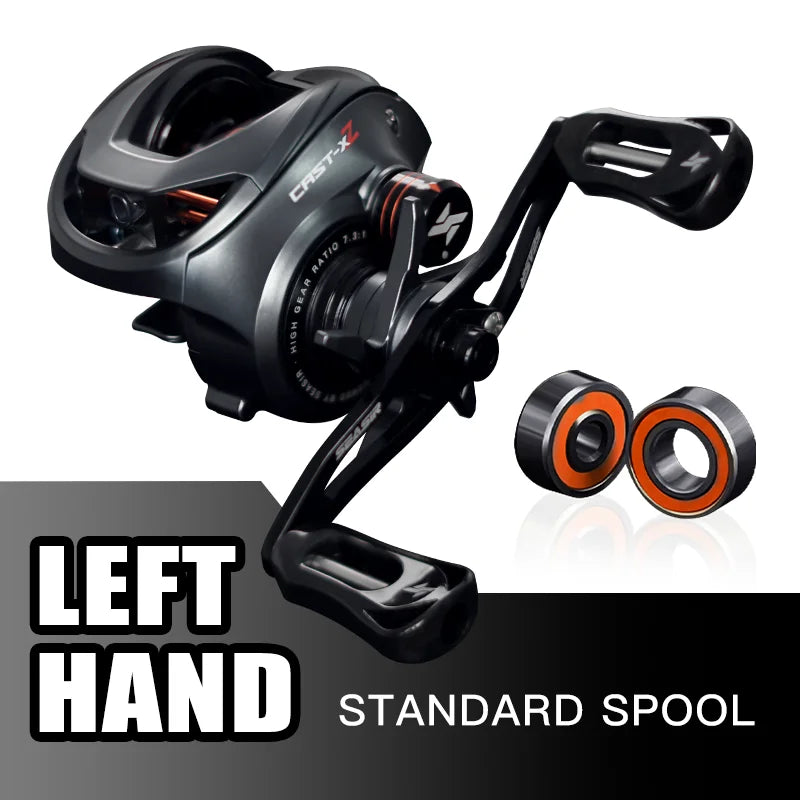 Baitcasting Reel 7.3:1 Hybrid Ceramic Bearing Carbon Fiber Washer Dual Bearing