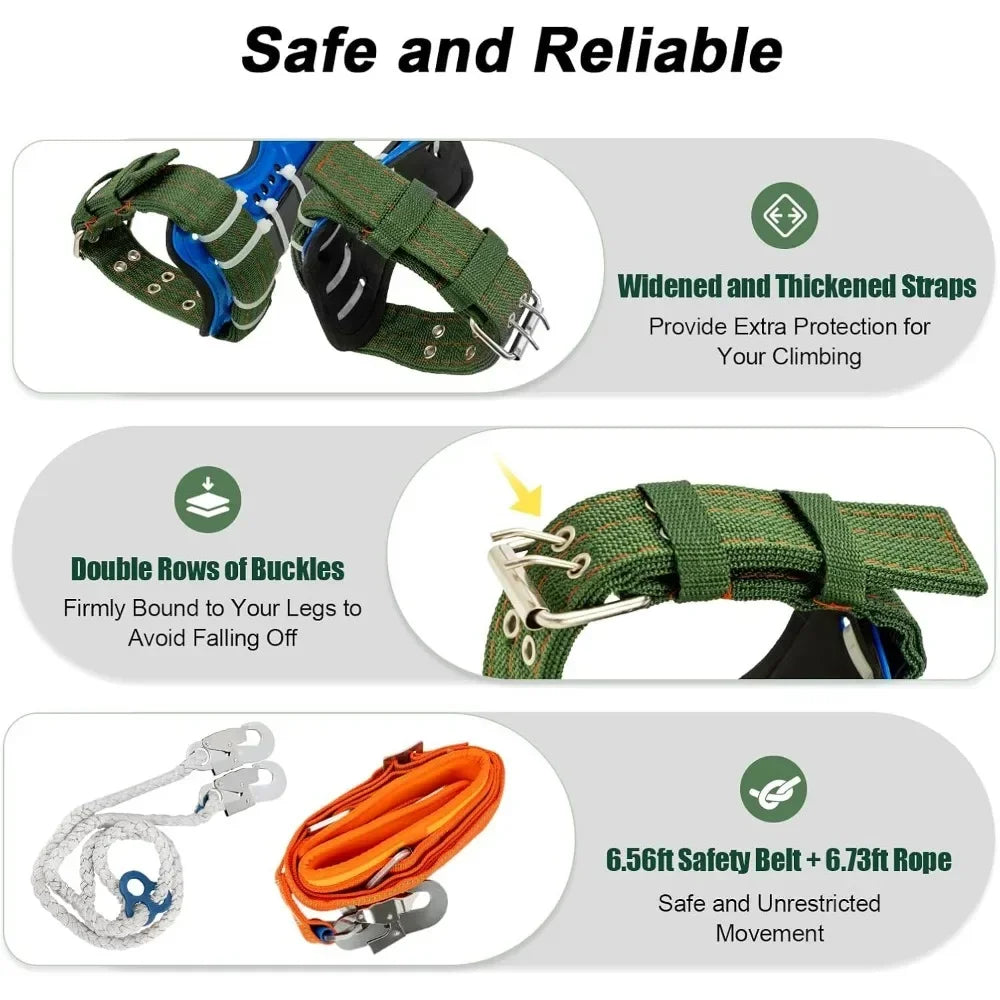 Tree Climbing Equipment Set Crampons Climbing Harness Safety Belt Spike Set 100 kg