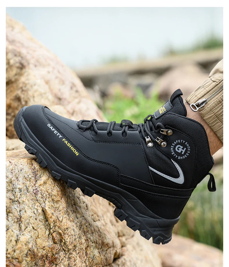 Men Steel Toe Work Shoes Anti-smash Anti-puncture