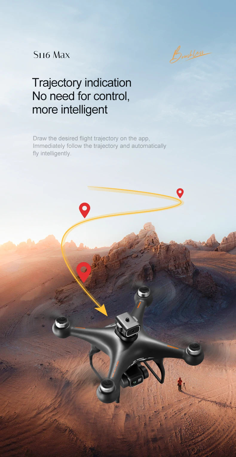 Drone  with 3 Batteries 8K Dual Camera Optical Flow Brushless 360°