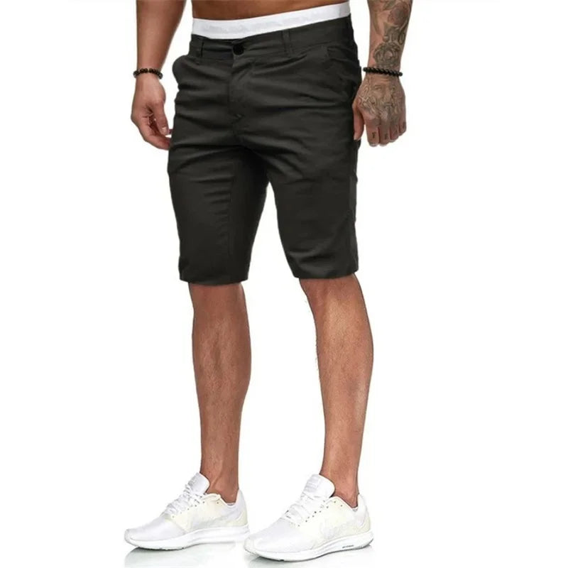 Men s  Fit Cargo Shorts with Pockets Knee Length Casual Solid Color