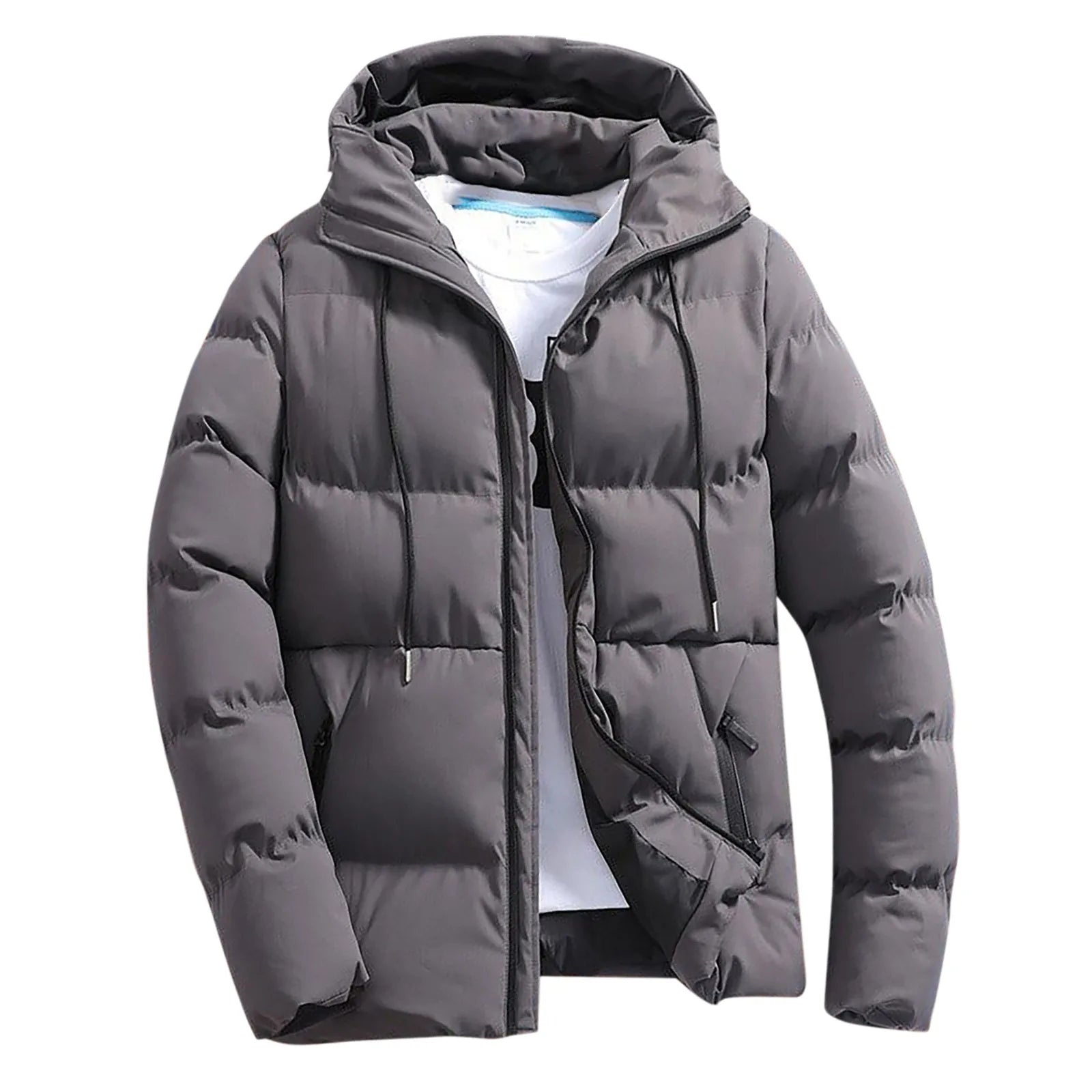 Men's Winter Parkas Versatile Solid Zipper Hooded