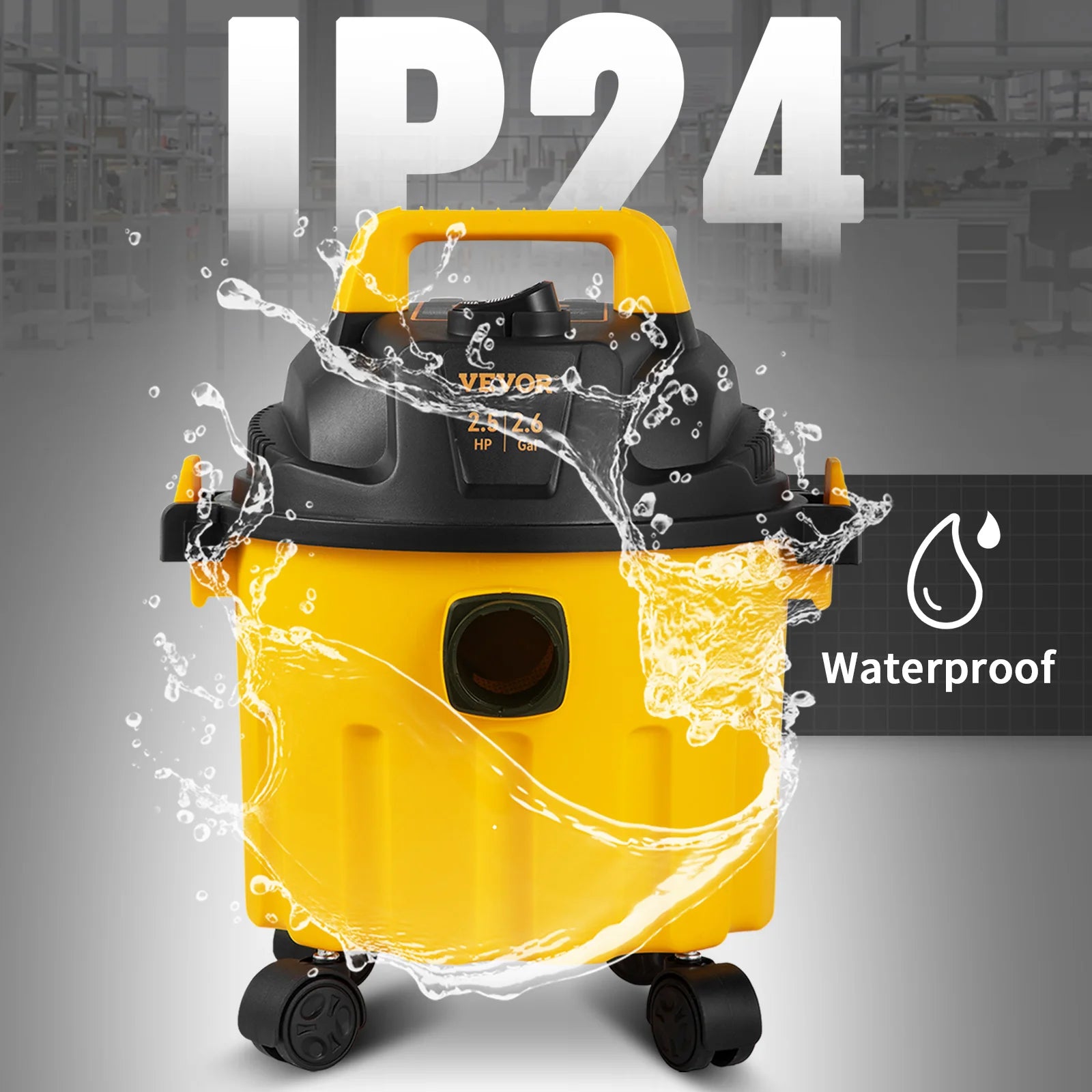 Wet Dry Vac 2.6 Gallon 2.5 Peak HP 3 in 1 Portable Shop Vacuum with Blowing Function