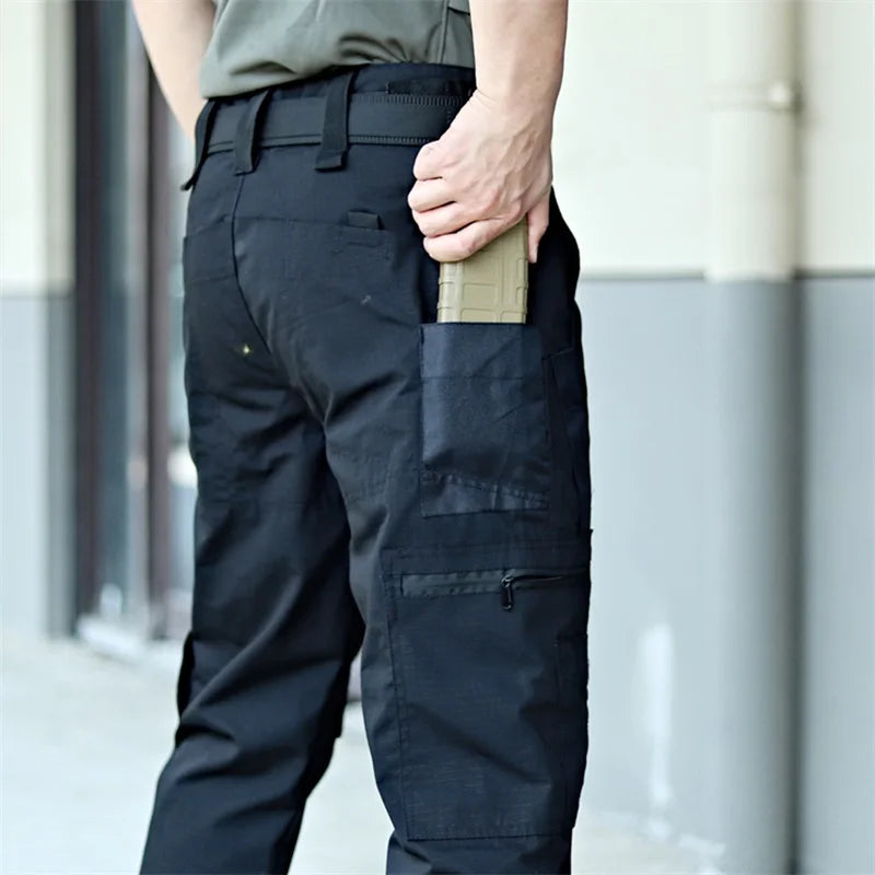 Men s Tactical Cargo Pants Lightweight Elastic Waist Outdoor Work Trousers